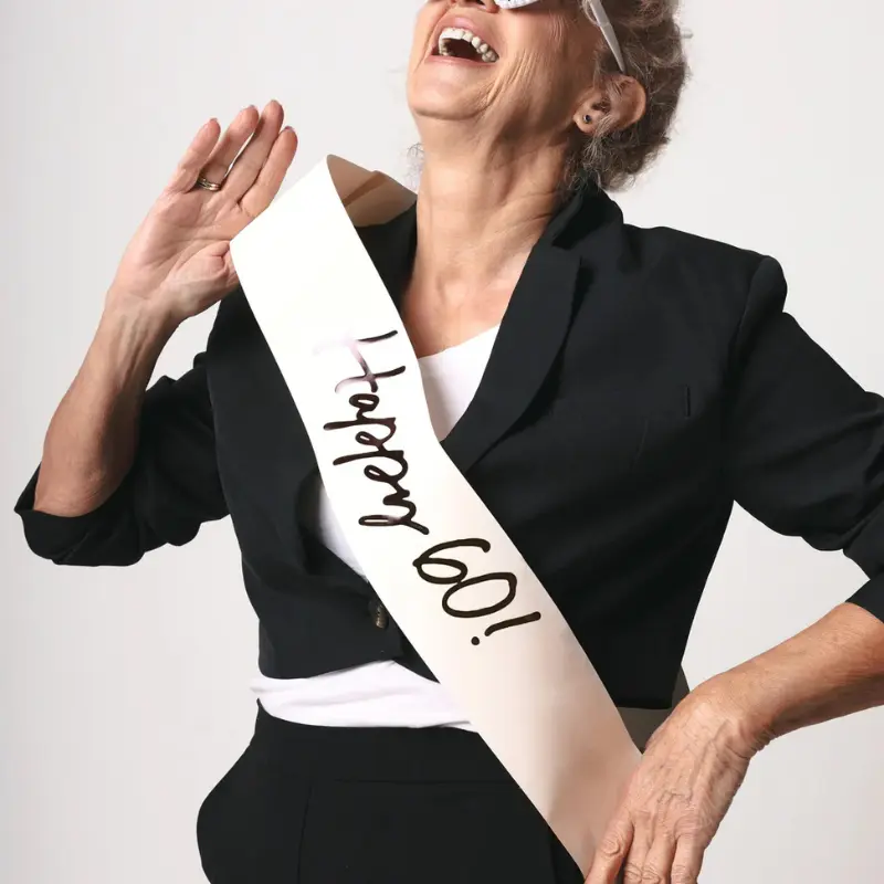 Birthday Sash Cream and Black - 60th