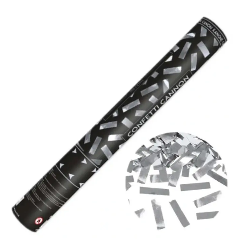Canon à confettis argent métalisé