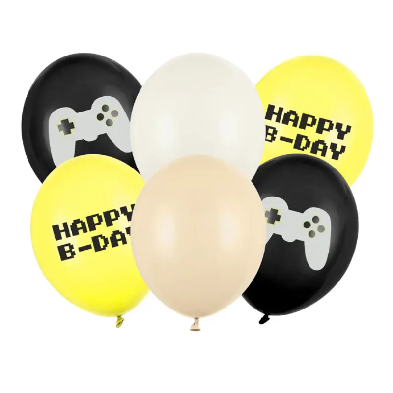6 ballons latex 11" Happy Birthday Gamer 