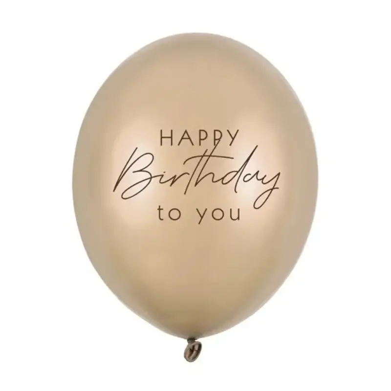 6 Ballons latex 11" or métallisé "Happy Birthday to you"