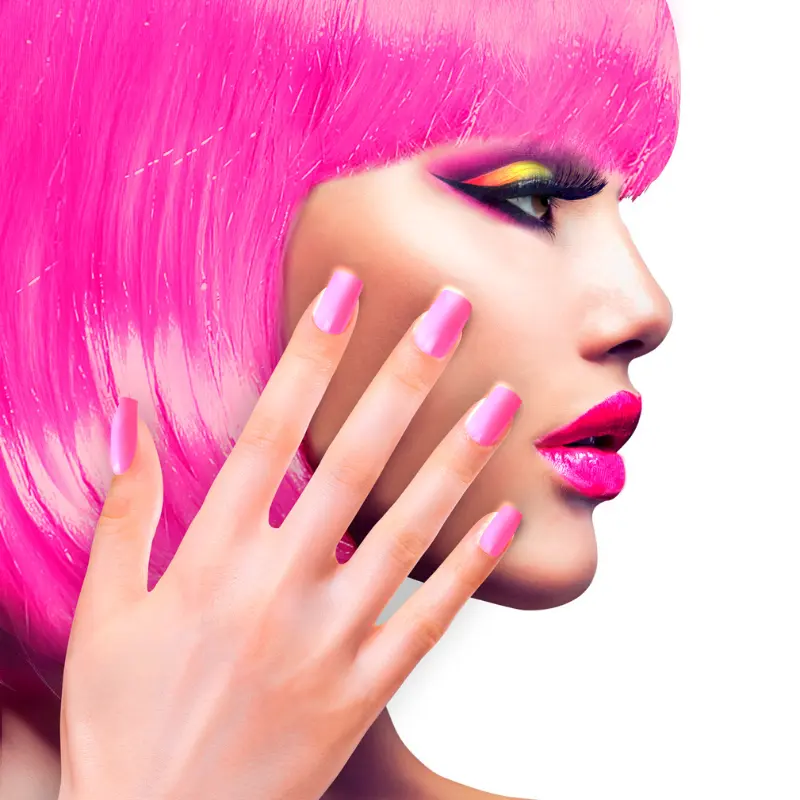 [WID05344] Set de 12 faux ongles néon auto-adhésifs (Rose fluo)
