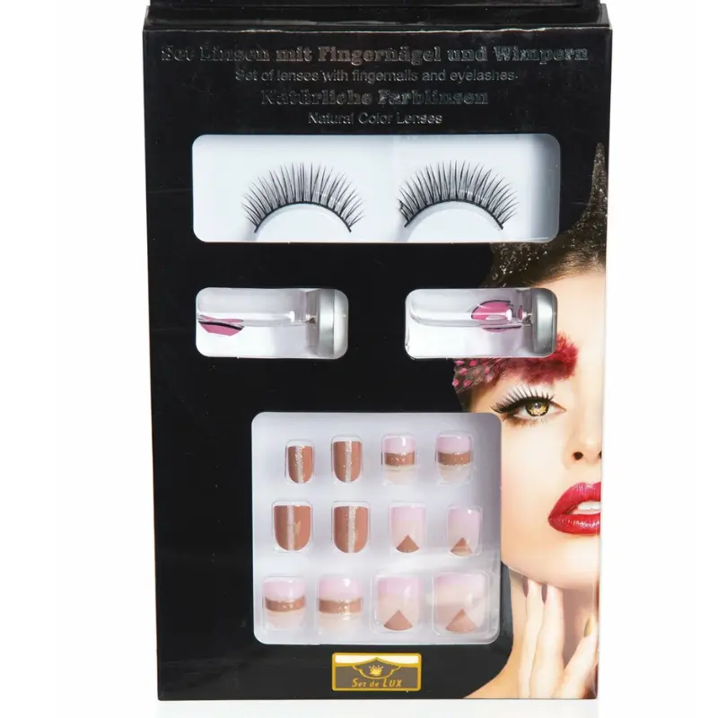 [ZOE97418641111] Set Kontaktlinsen, künstliche Wimpern und künstliche Nägel (Violet clair)