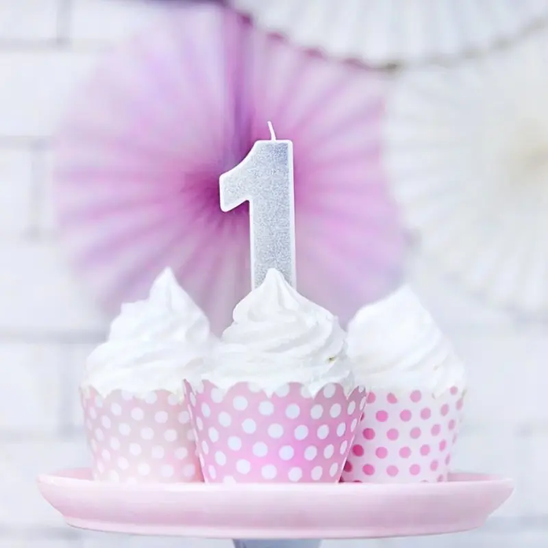 Bougie d'anniversaire paillettée 7cm - argent 