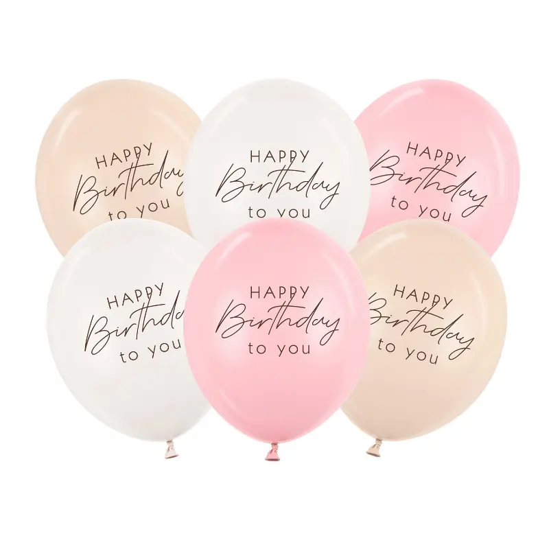 6 Ballons latex "Happy birthday"