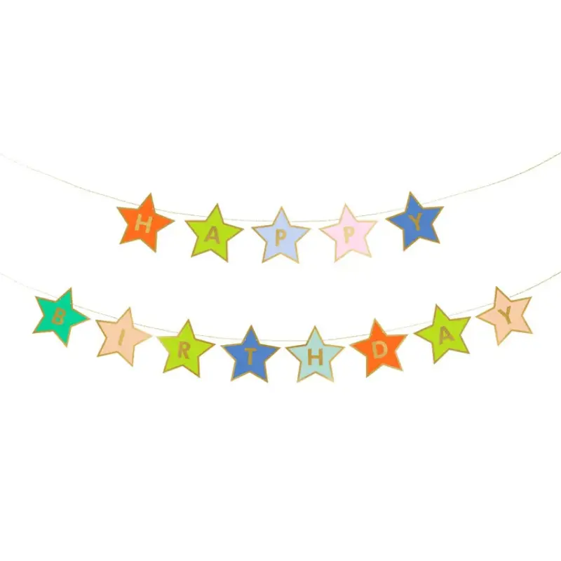 Guirlande d'étoiles "Happy Birthday" 2,60 m