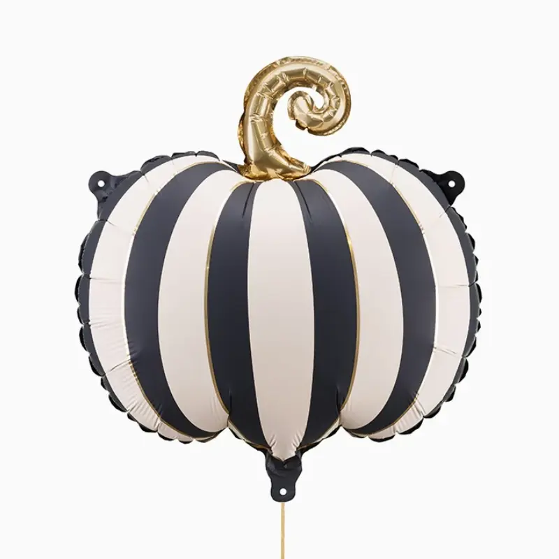 Ballon citrouille rayée 18" noir et blanc