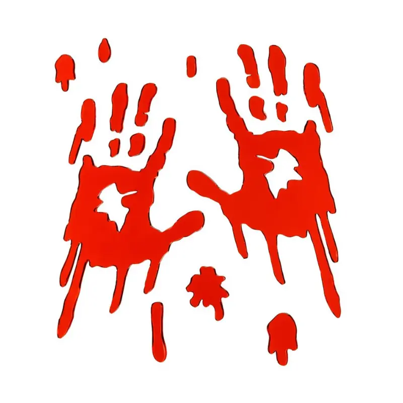 Autocollants en gel pour fenêtre Mains Sanglantes, rouge