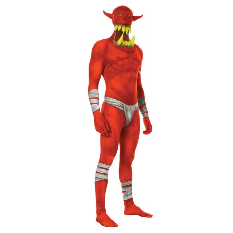 [FUN905012_M] Morphsuits™ Orc Jaw Dropper Red Second-Skin-Kostüm (M)