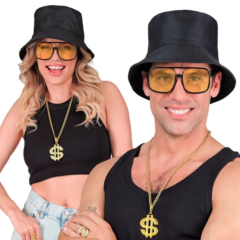 Set d'accessoires hip hop 90's noir