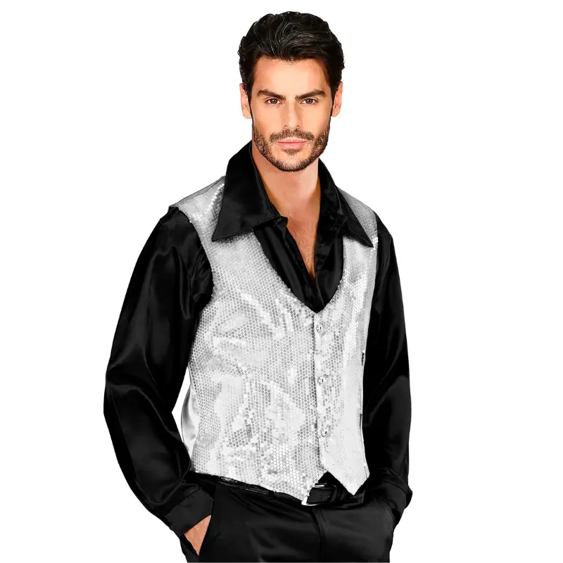 Gilet à sequin argent pour homme 