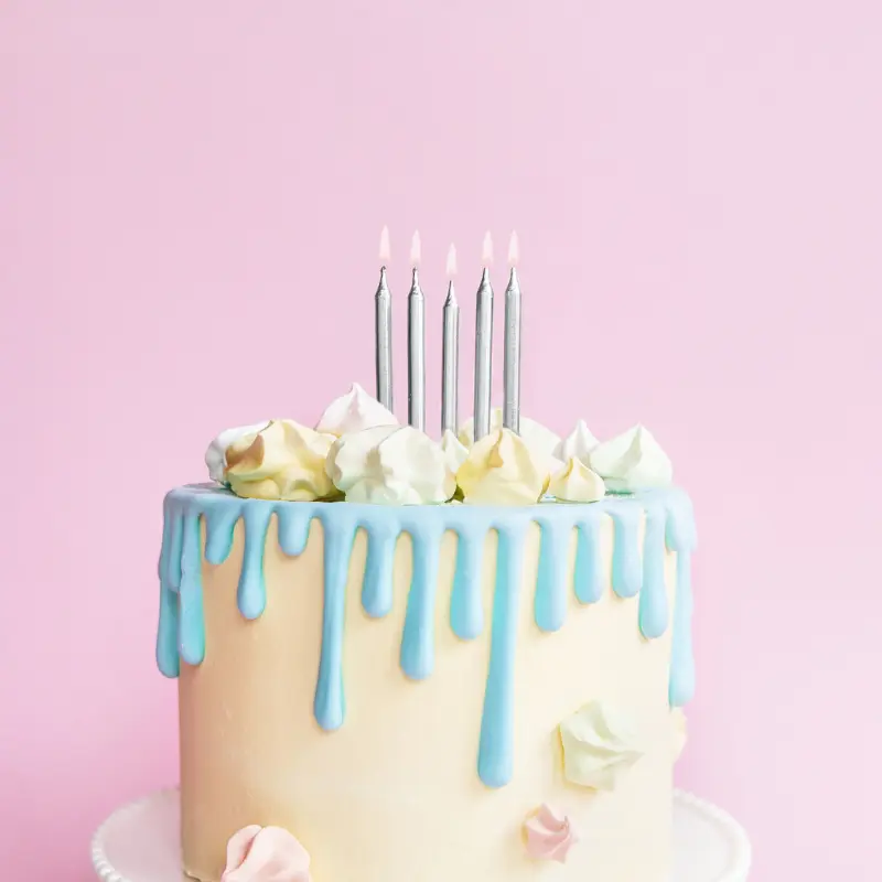 Bougies droites argentées 