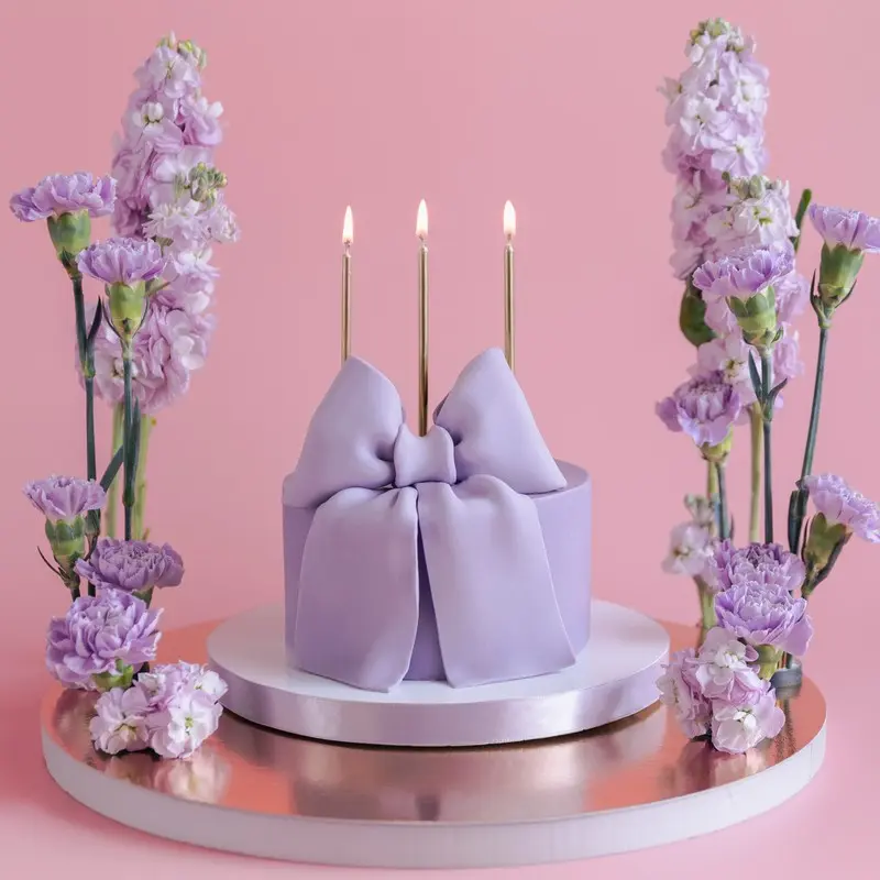 12 bougies droites rose gold de 14 cm