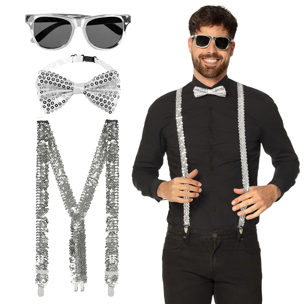 Kit accessoire sequin( lunettes, bretelles, noeud papillons)