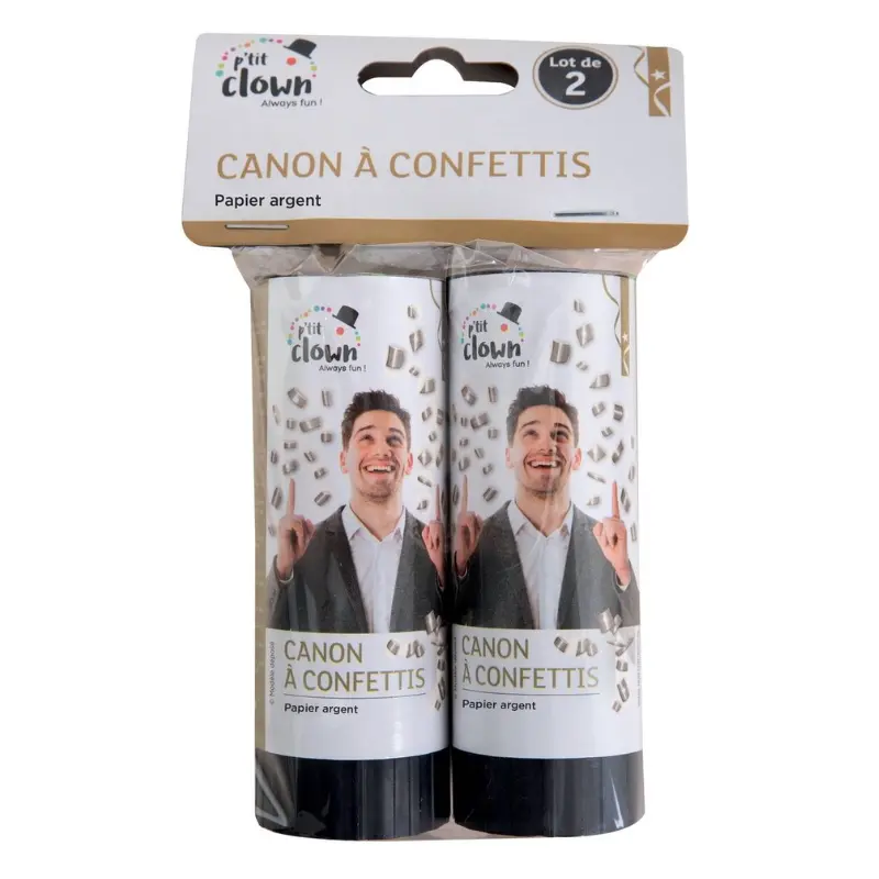 [PCL93001] 2 silver mini confetti cannons