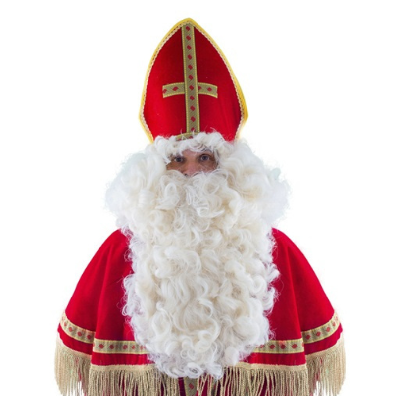 [FUN57-02524_CREME] Perruque et barbe de luxe Saint Nicolas (Crème)