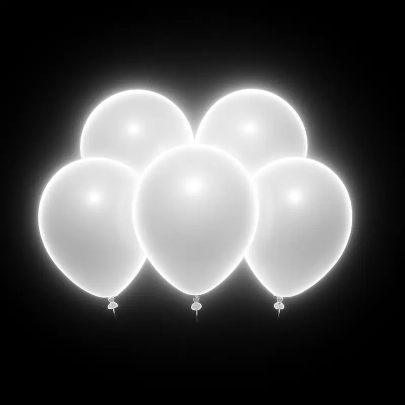 [PARBL12-4-008] 5 White LED Latex Balloons