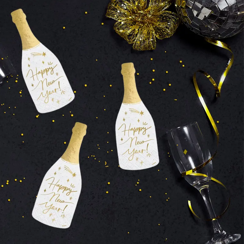 Serviettes champagne Nouvel An