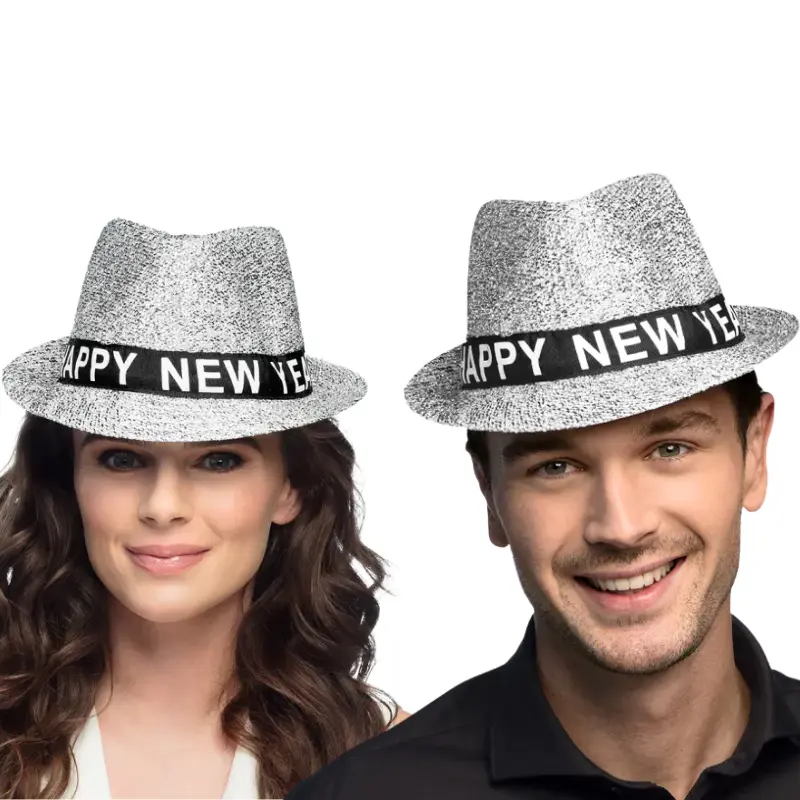 Chapeau Happy New Year argent
