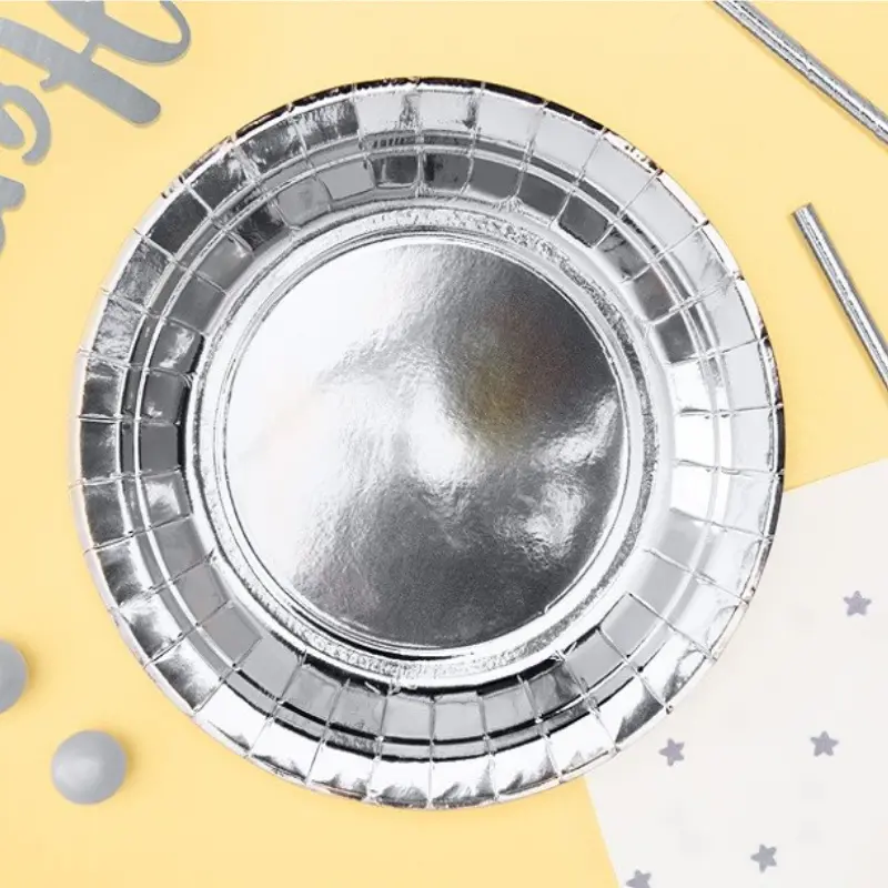 [PARTPP36-018ME] Assiettes argent métallisé