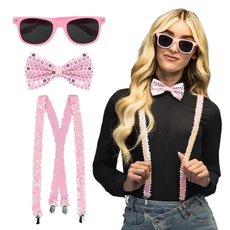[BOL13479] Pink sequin accessory set
