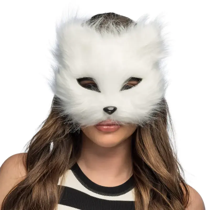 [BOL56792] Masque chat blanc en peluche