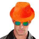 Chapeau Fedora fluo à sequins
