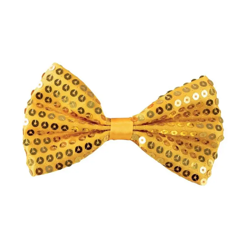 [PCL11912] Gold Sequin Bow Tie