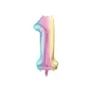 Ballon aluminium chiffre arc-en-ciel pastel