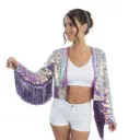 Veste sequins irisés et franges