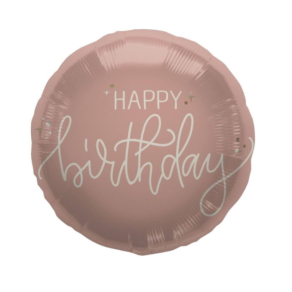 Ballon Happy Birthday crème rose 45 cm