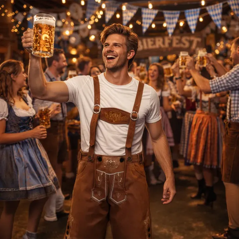 [BOL54291] Bavarian Oktoberfest Lederhosen Costume Men (M)