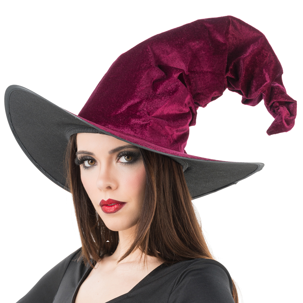 Chapeau sorcière velours Bordeaux
