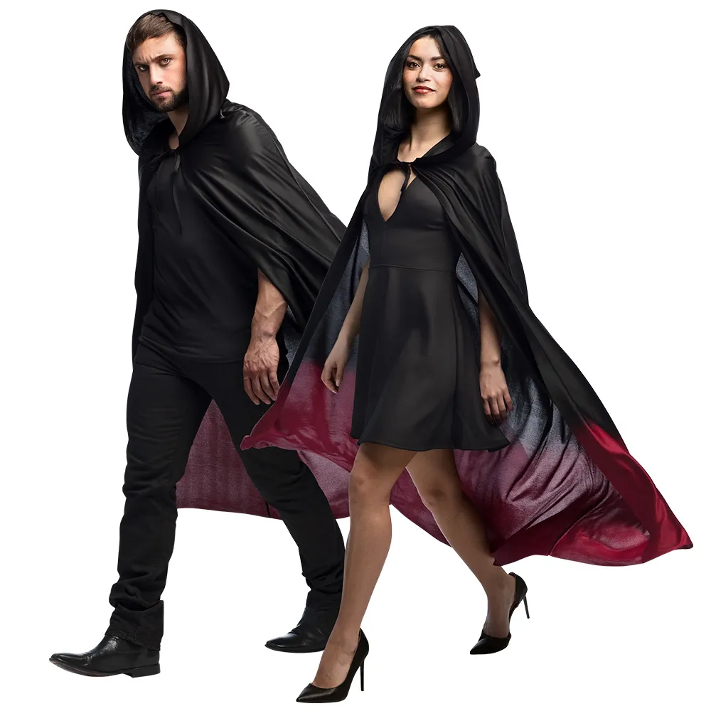 [BOL71020] Cape à capuche ombré noir et rouge