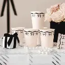 6 Cream Cups with Black Bow