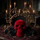Tête de mort velours rouge