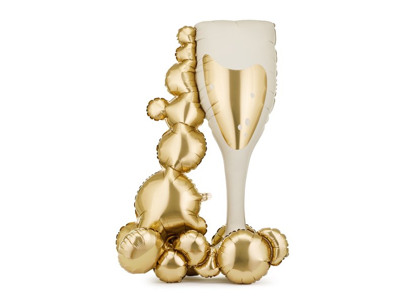 [PARFB457] Stehender Folienballon Sektglas, beige-gold, 69 x 105,5 cm