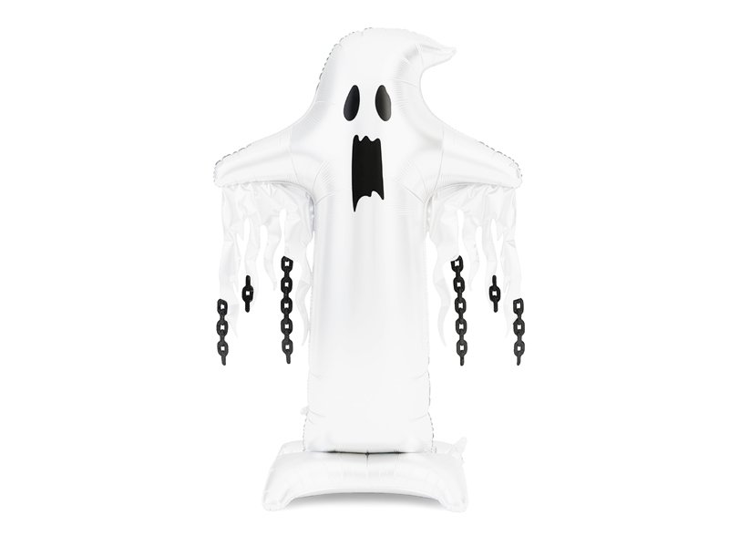 [PARFB426] Ballon aluminium fantôme sur pied XXL blanc 109 x 165 cm
