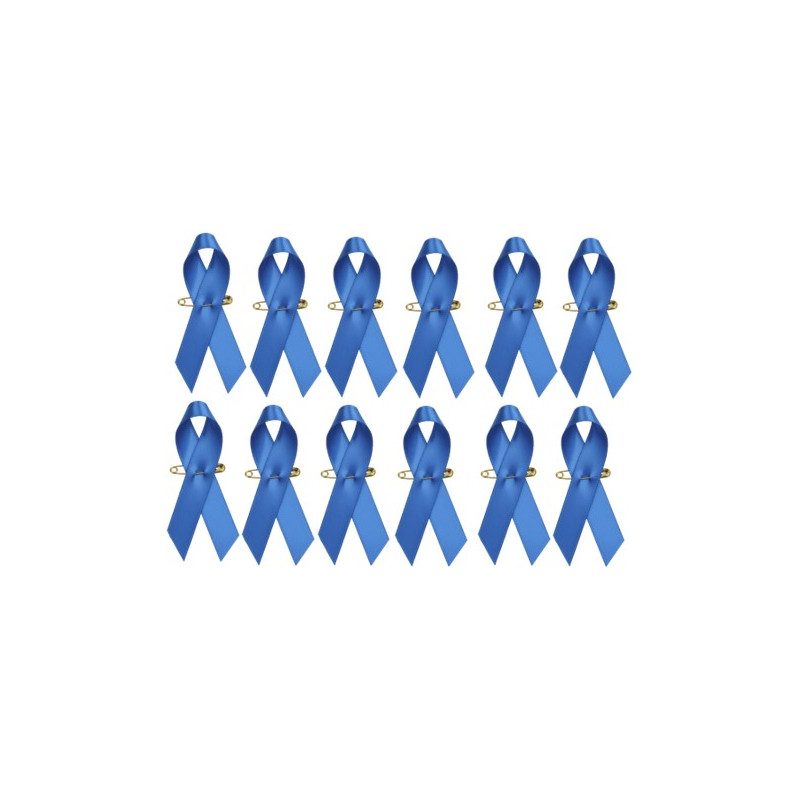 [COT35586] Blaue Movember-Schleifen 7 cm mit Nadel - 12er-Set