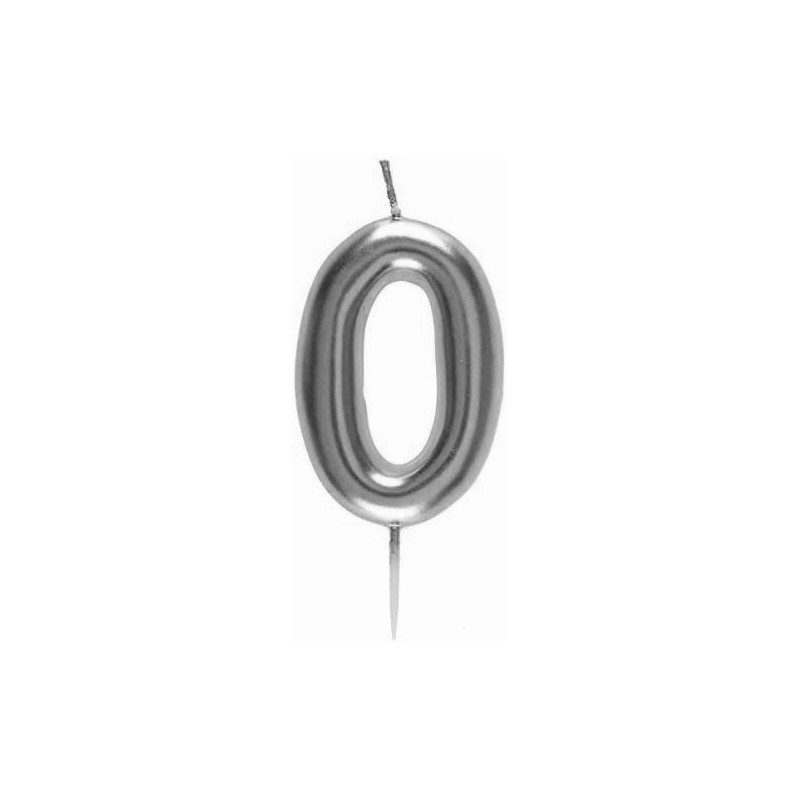 [COT43020] Bougie anniversaire chiffre 0 argent métallisé