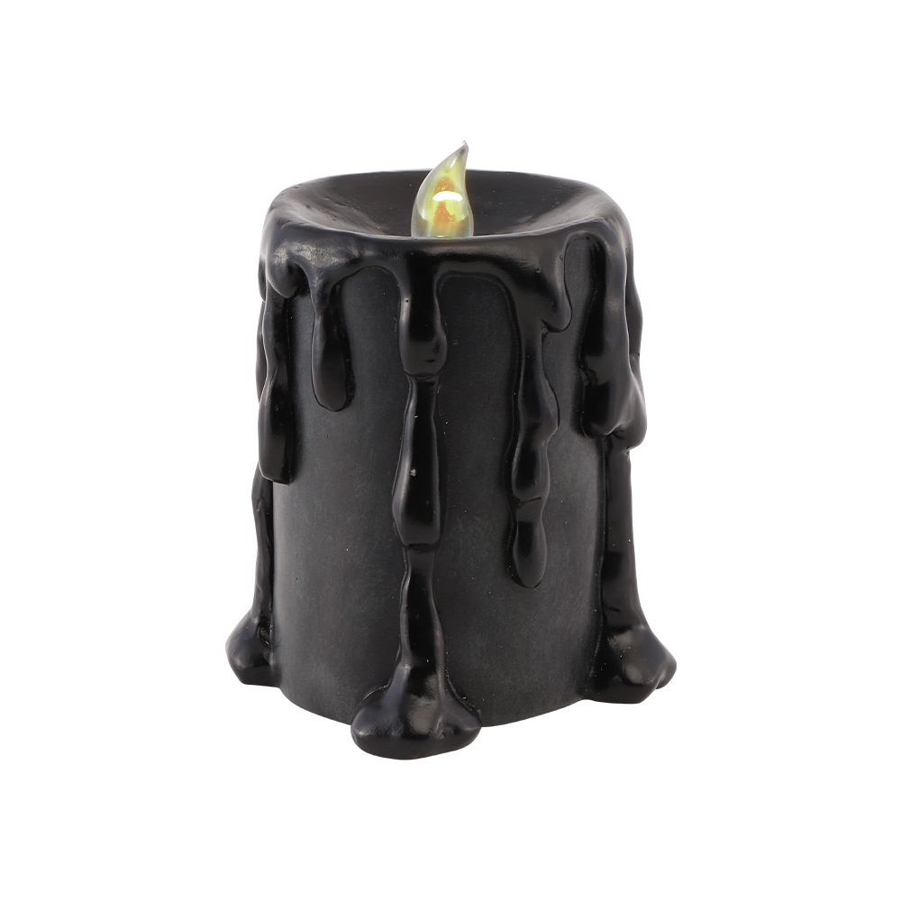 Große schwarze LED-Kerze mit Wachstropfen-Effekt, 12 cm