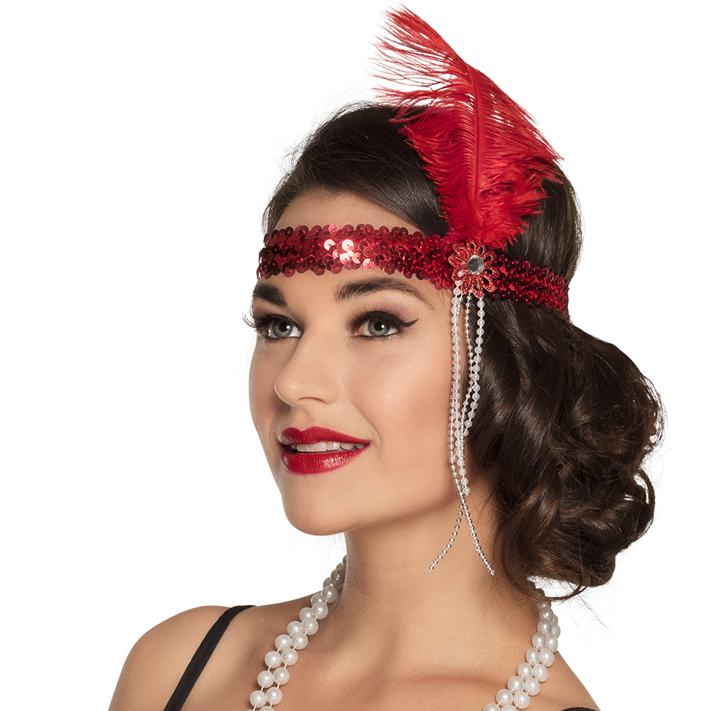 [BOL00618] Rotes Flapper-Stirnband 20er Jahre