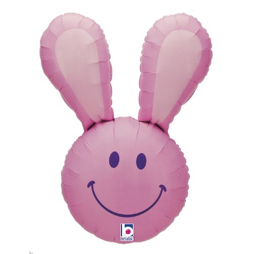 [ABCG15355P-P] Smiling Bunny Head Foil Balloon 37″ (93 cm) (Rose)
