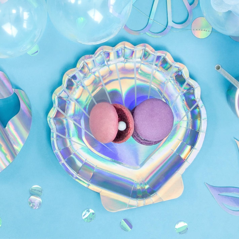 Assiettes sirène en forme de coquillage, irisé - Lot de 6﻿