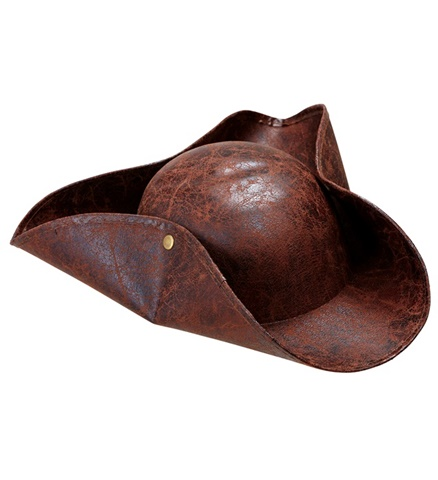 [WID1417P] Brown faux leather pirate hat