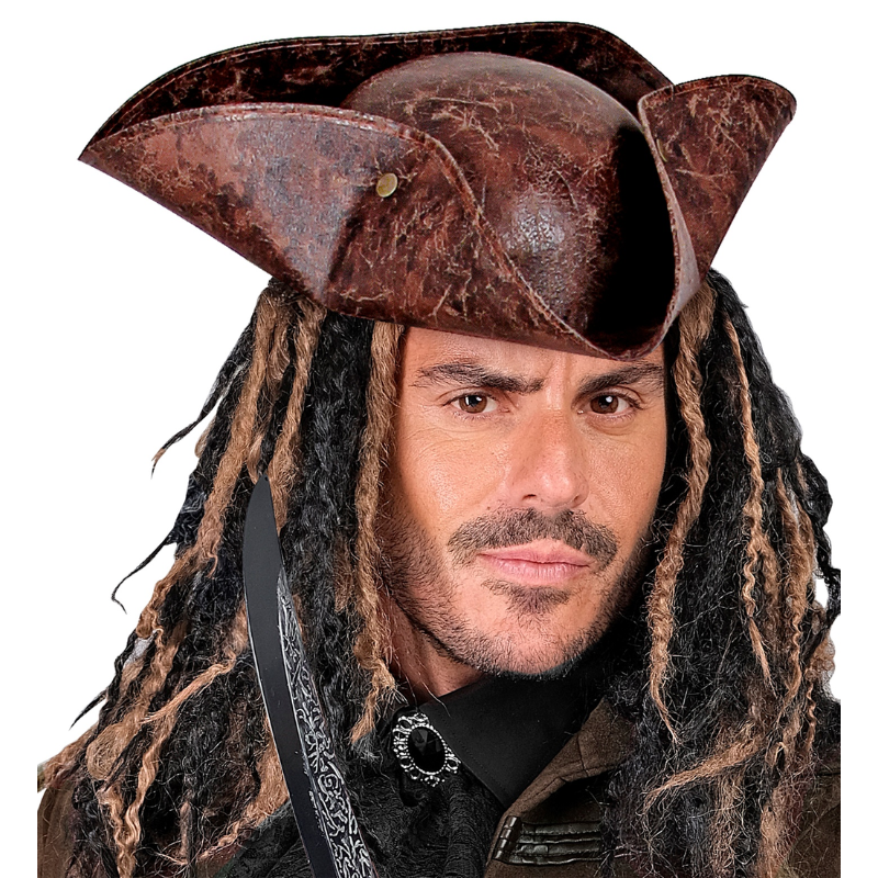 Chapeau Pirate Similicuir Marron
