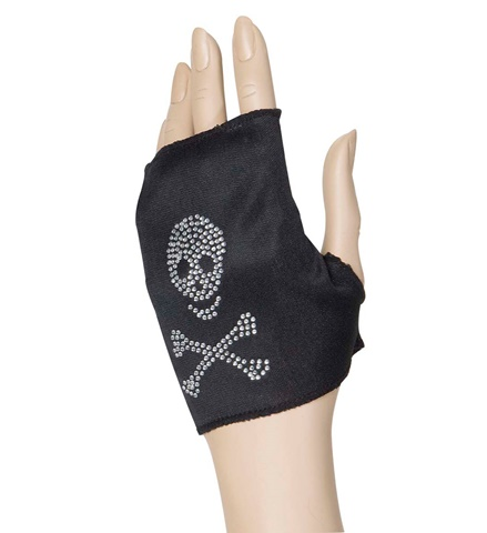 [WID1457S] Fingerlose Handschuhe mit Totenkopf und Strass