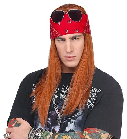 [WID46941] 80er-Rocker-Set mit Perücke, Kopftuch und Sonnenbrille