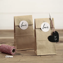 6 Sachets kraft et stickers "love"
