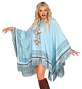 Poncho bleu ciel à franges