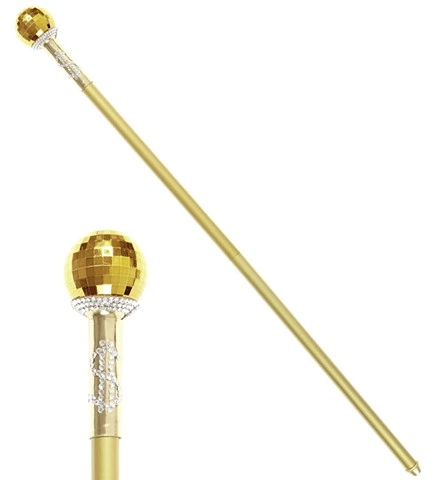 [WID75725] Canne dorée rétractable à boule à facettes